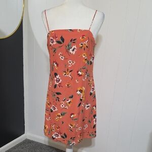 Trixxi Coral Floral Slip Dress with Spaghetti Straps